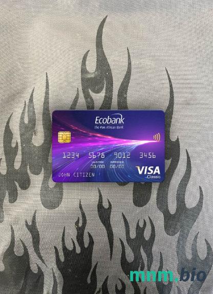 South Sudan Ecobank visa classic card wygląd fotograficzny skan PSD + zdjęcie